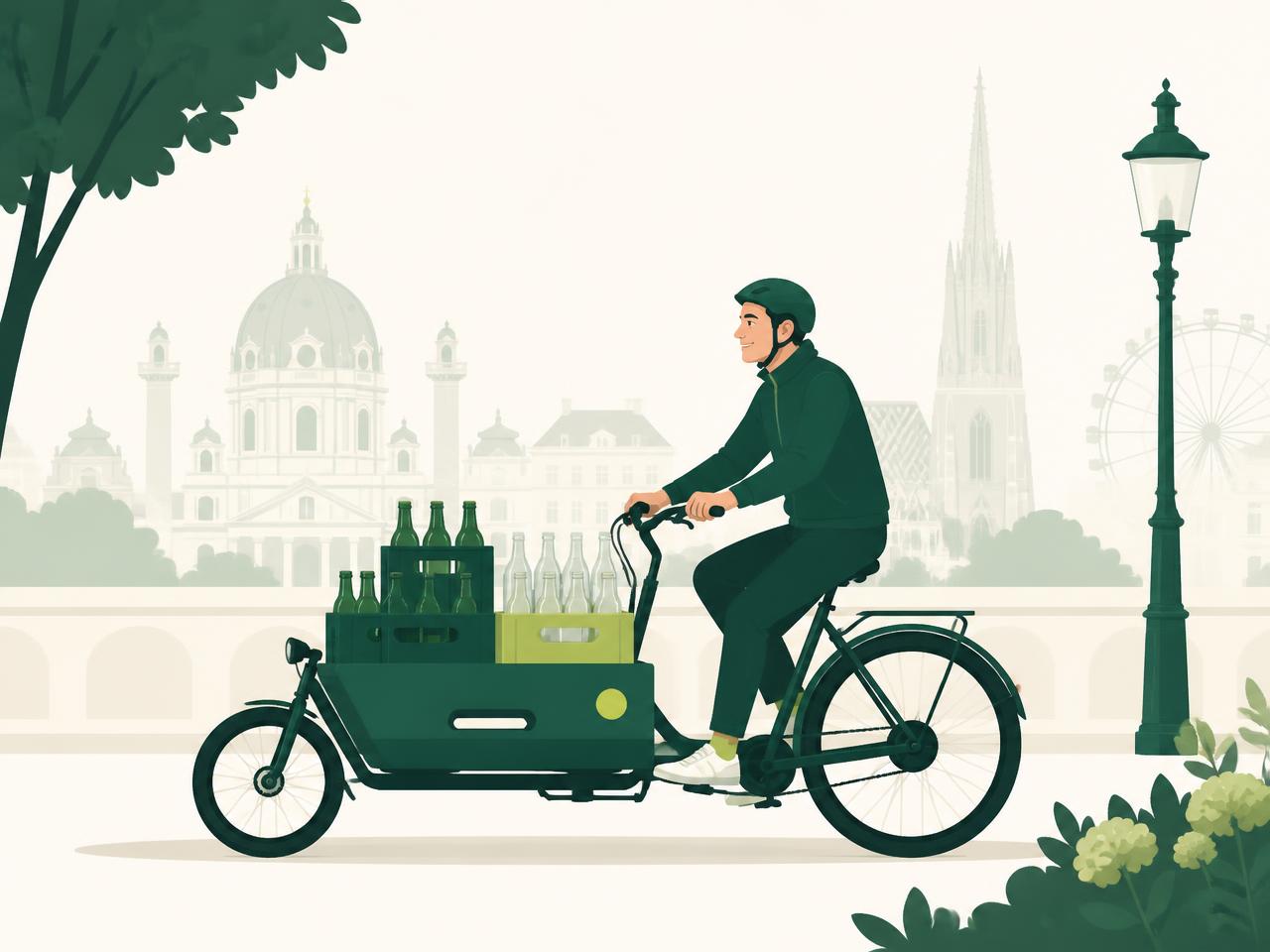 Pfandabholung mit einem Lastenrad in Wien